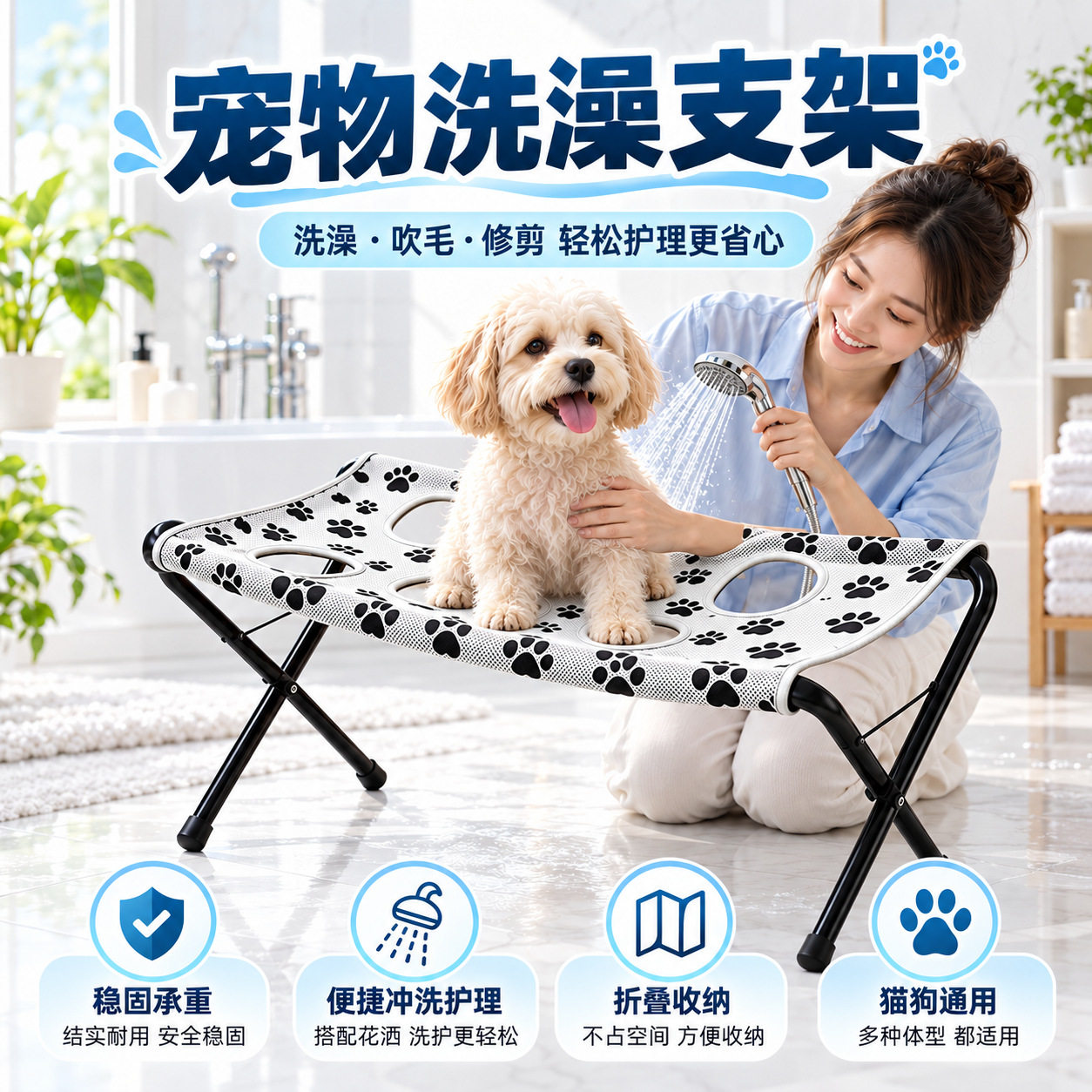 跨境宠物洗澡支架家用宠物洗护猫狗防抓防跑美容修剪固定架子