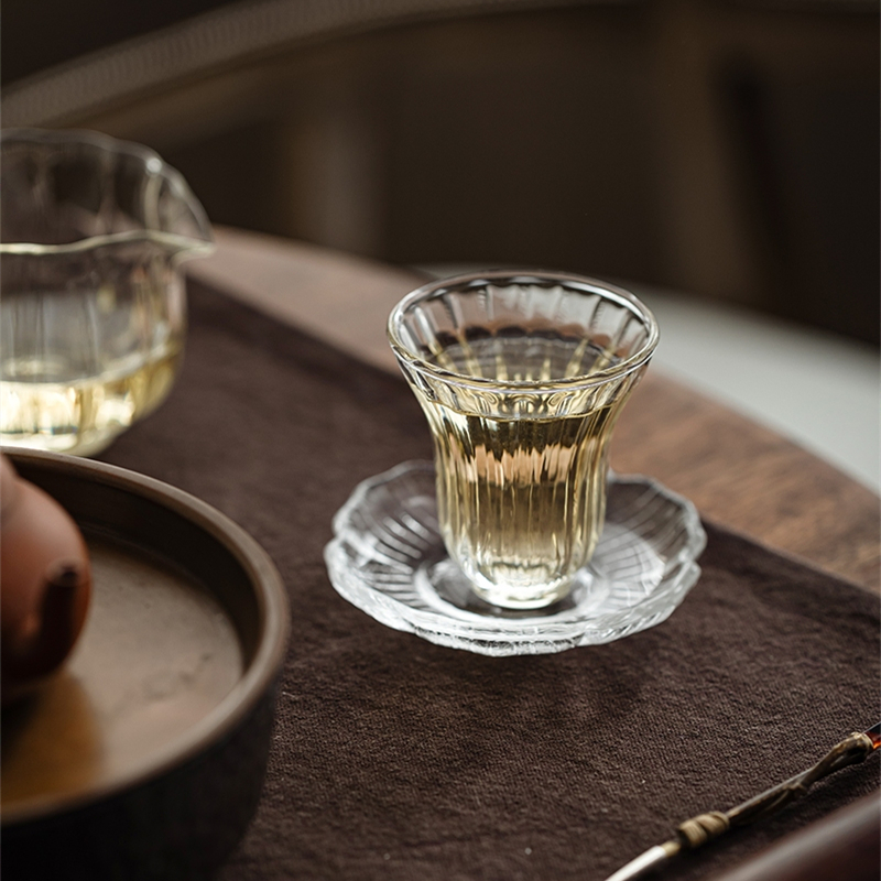 中式国风玻璃杯垫茶杯底座垫子透明茶托隔热垫创意功夫茶具配件