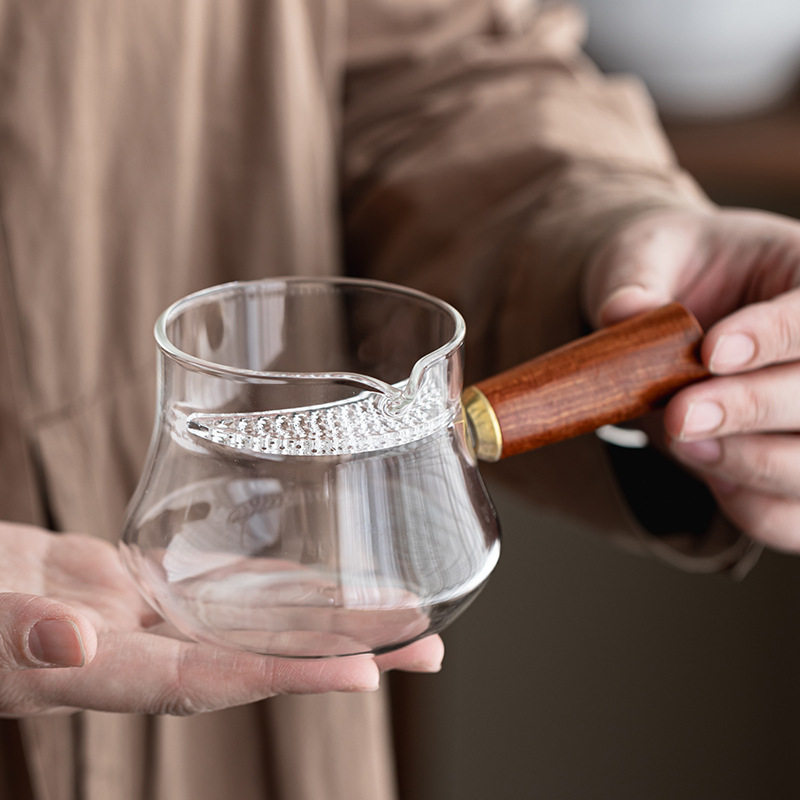 耐热玻璃公道杯侧把分茶器木柄公杯月牙滤网茶壶冲茶壶罐罐茶煮器,餐饮具,公道杯,淘宝优惠券,粉丝福利购,淘宝优惠卷