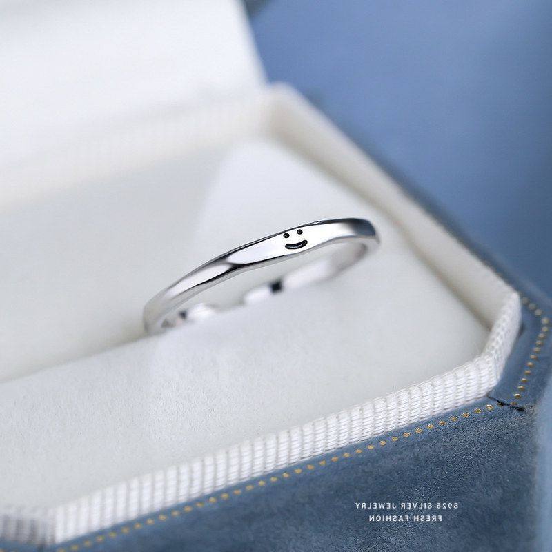 食指可爱微笑戒可戒指女s925小