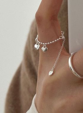 食指戒指光面新品纯银设计戴时髦