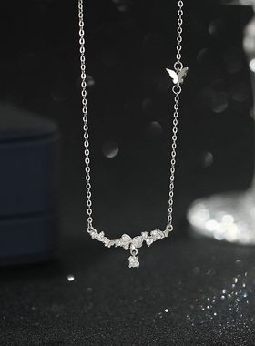 百搭999锆石足银气质阿宝锁骨链