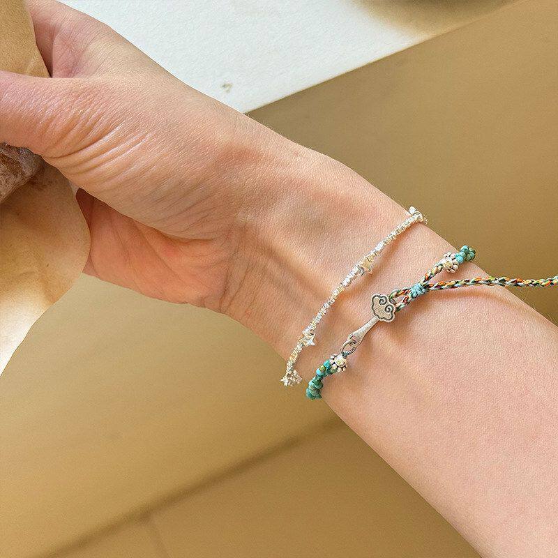 银子星形个性手链碎叠925百搭女