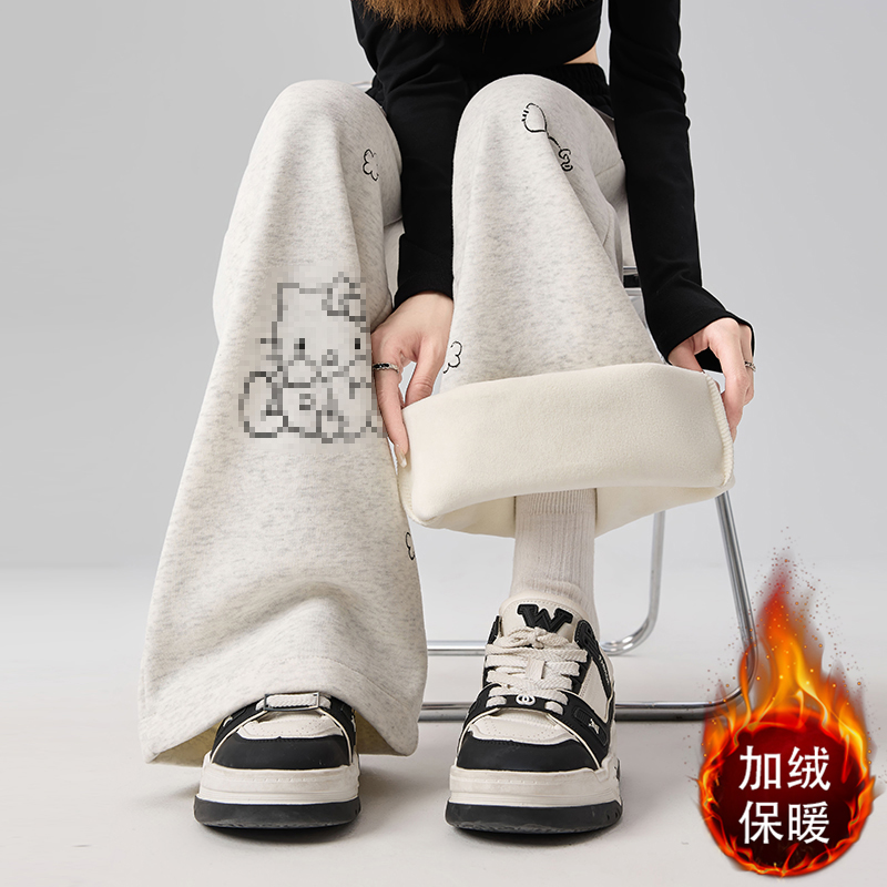 2025秋冬加绒慵懒风卡通印花阔