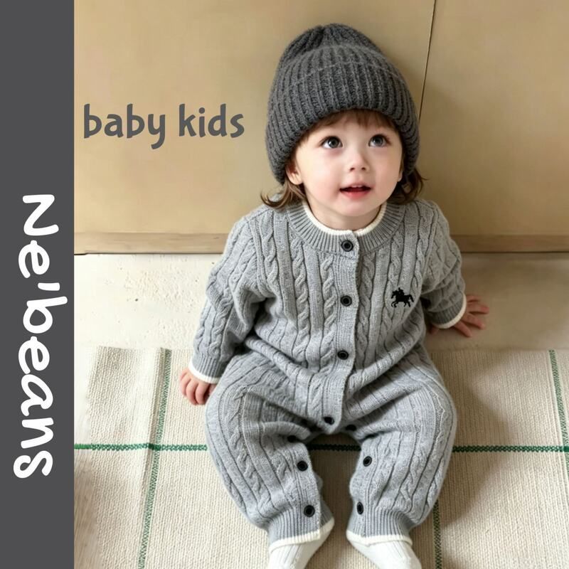 外出服ans哈衣柔软连身衣nebe秋冬宝男女毛线衣爬服高弹针织工厂