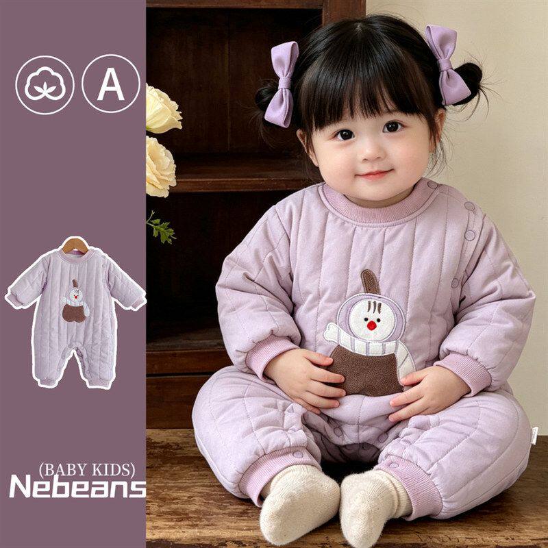 紫色衣棉服哈衣保暖外出服连身