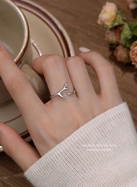 设计感简约女礼物戒指时尚鹿角