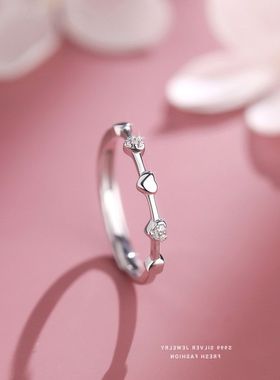 甜美通勤纯银开口戒指999时尚小