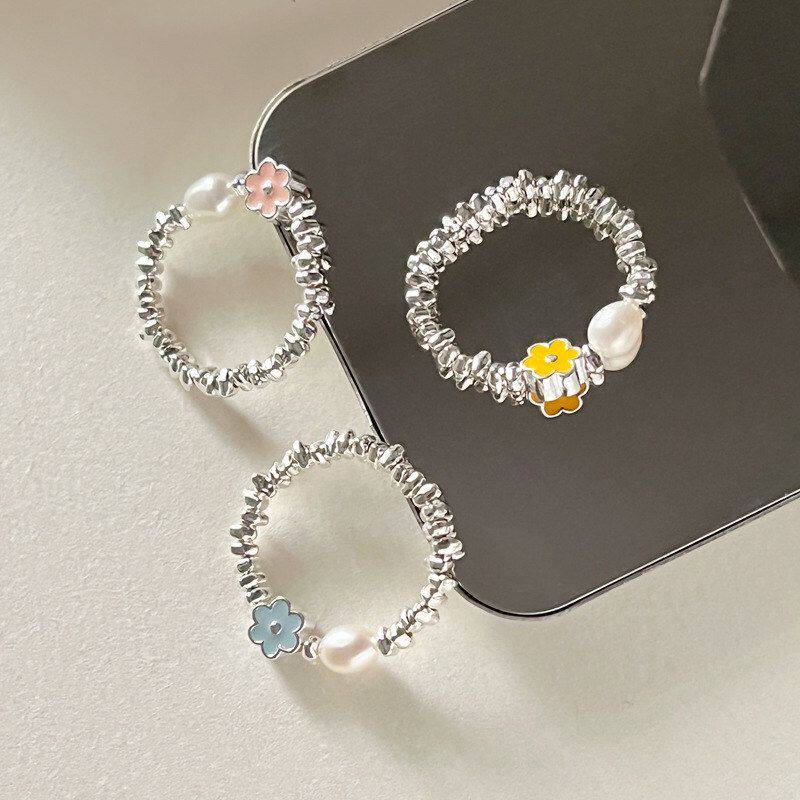 小花绳款珍珠天然手工戒指指环