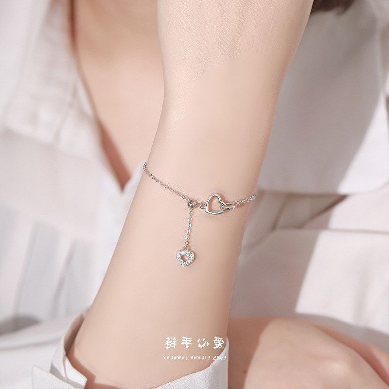 流苏设计爱心简约韩版纯银s925心型云小舒饰品小众手环手链女款手