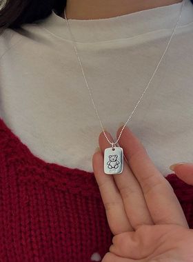 甜美个性方牌时尚项链纯银7553