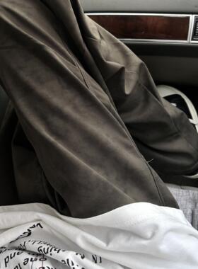 美式休闲vibe迷彩大理石纹裤子男宽松弯刀秋冬季高级感显瘦微喇裤