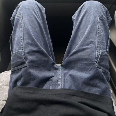 重水洗做旧褶皱多袋口宽松工装裤