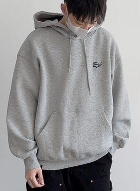 重磅纯色宽松小刺绣卫衣34337 秋冬基础款连帽衫男女CCD自由商店