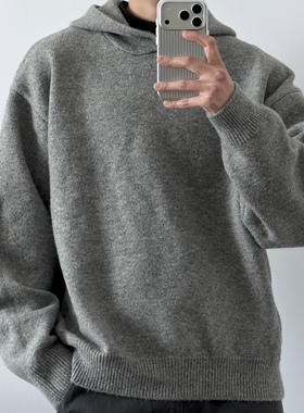 「连帽松弛」城市休闲短宽纯色毛衣54387 韩通勤百搭CCD自由商店