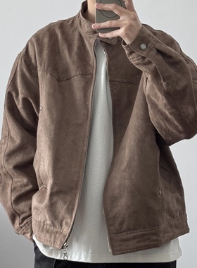 「复古速度」麂皮绒赛车夹克54519 秋季风衣韩系潮帅CCD自由商店