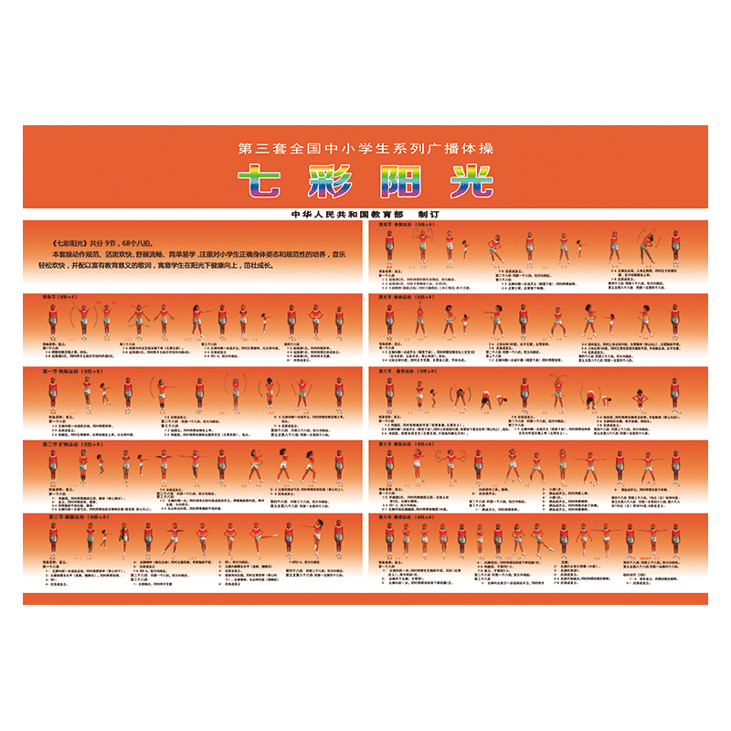 第三套全国中小学生系列广播体操七彩阳光宣传画图示挂图scy11
