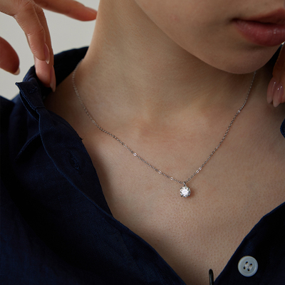 PAUSA ANN s925 经典1ct高闪切工莫桑钻通勤简约锁骨链项链