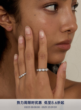 PAUSA ANN s925 stone系列满钻轻奢时髦感高火彩粗细戒指