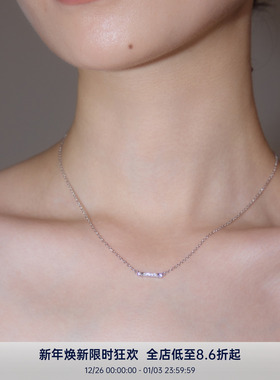 PAUSA ANN s925 法式精致迷你蜂窝镶钻横条通勤轻奢项链锁骨链
