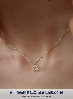PAUSA ANN s925 极简甜甜圈圆环火彩满钻轻奢通勤金银项链