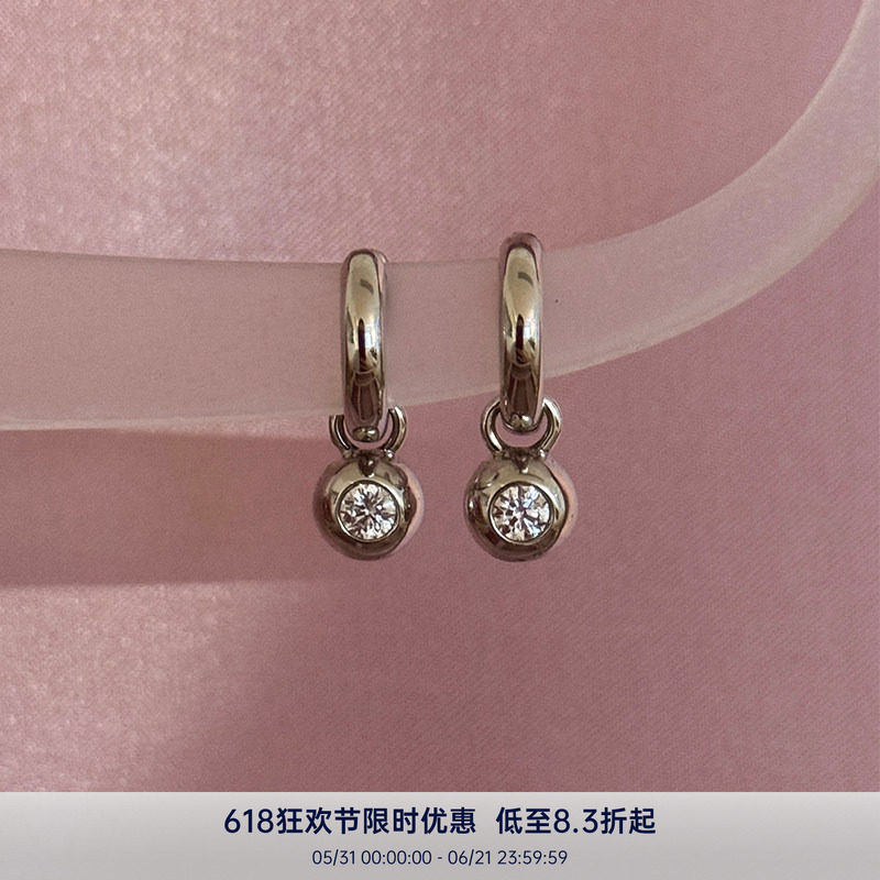 PAUSA ANN 运动系列 小圆球镶钻灵动简约银耳钉