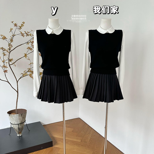 天丝醋酸娃娃领长袖衬衣上衣