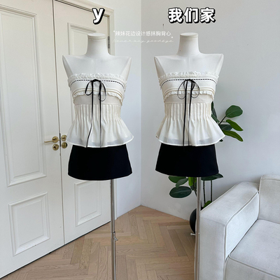 辣妹抹胸上衣胸垫短款背心吊带