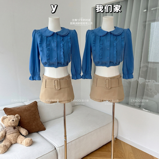 柒月末 主推!'少女的对话'蓝色衬衫女夏季新款甜美减龄娃娃领上衣