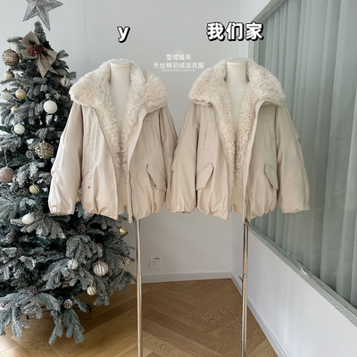 环保皮草羽绒派克可双面穿女