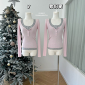 显瘦48支超细羊毛亨利领撞色假两件毛衫 柒月末 层次感美学 女