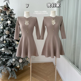 柒月末【麦瑟尔千金 双面穿】七分袖双面穿针织连衣裙女