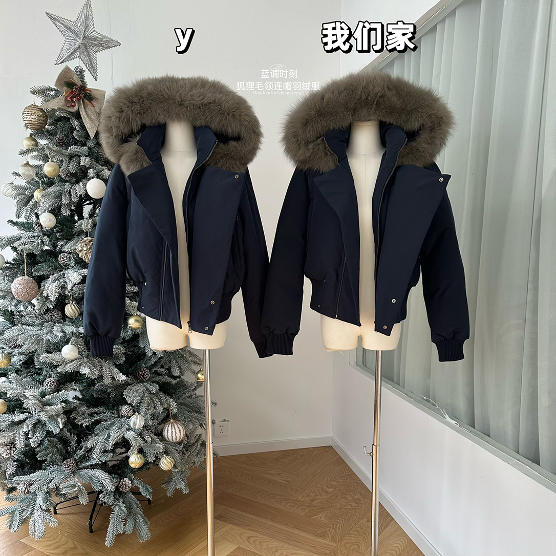 狐狸毛领加色加大版羽绒服女