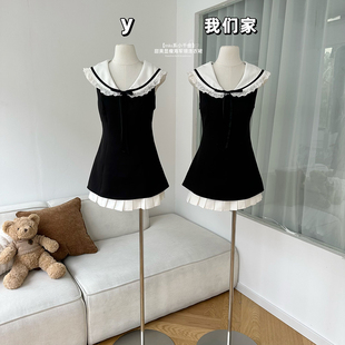 黑色甜美显瘦海军领连衣裙你家 夏季 柒月末 miu系小千金
