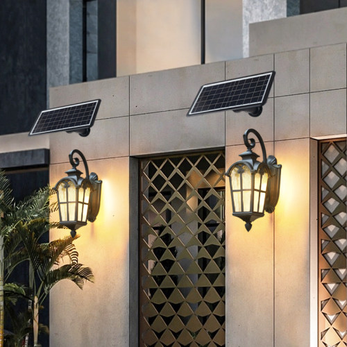 朵上太阳能壁灯外接太阳能板室外