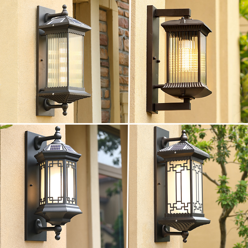 朵上太阳能壁灯零接电免布线LED