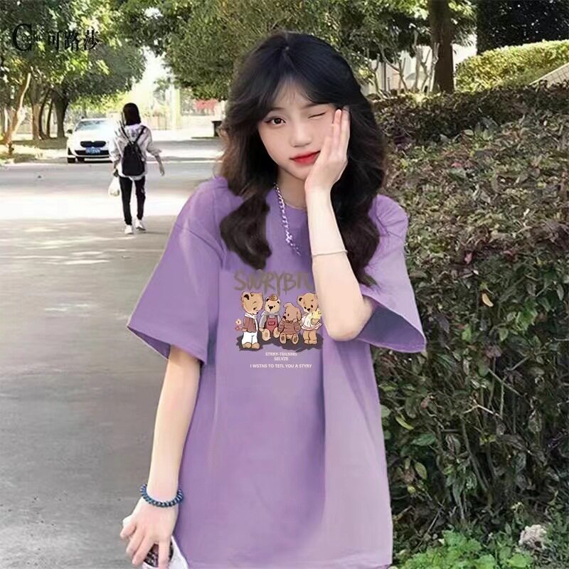 美式复古正肩短袖T恤女夏ins潮港味chic宽松显瘦半袖体恤上衣服潮