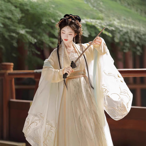 原创宋制汉服女武侠风古装超仙大袖衫齐腰襦裙套装改良日常款秋季