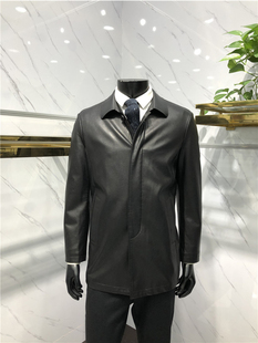 翻领皮衣PU皮休闲黑色皮风衣领佐诺依品牌 中长款 25秋冬新款 男士