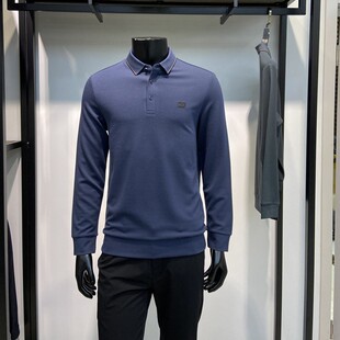 斜纹理商务休闲polo衫 赔钱断码 T恤TR 翻领长袖 领佐 处理简约男士