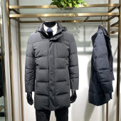 羽绒服风保暖外套防领佐诺依 中长款 鹅绒双充内胆可脱卸男士 厚款