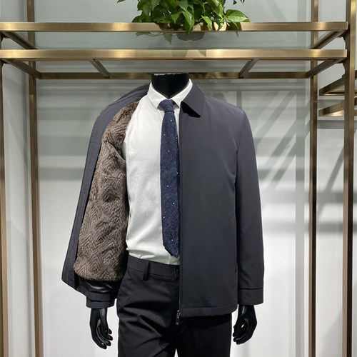 兔毛内胆可脱卸男士尼克服外套