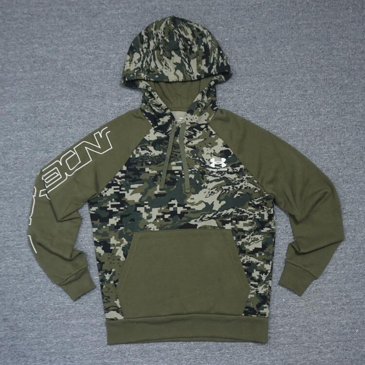 安德玛UA Rival Script 男子抓绒连帽训练运动卫衣 1366308-390