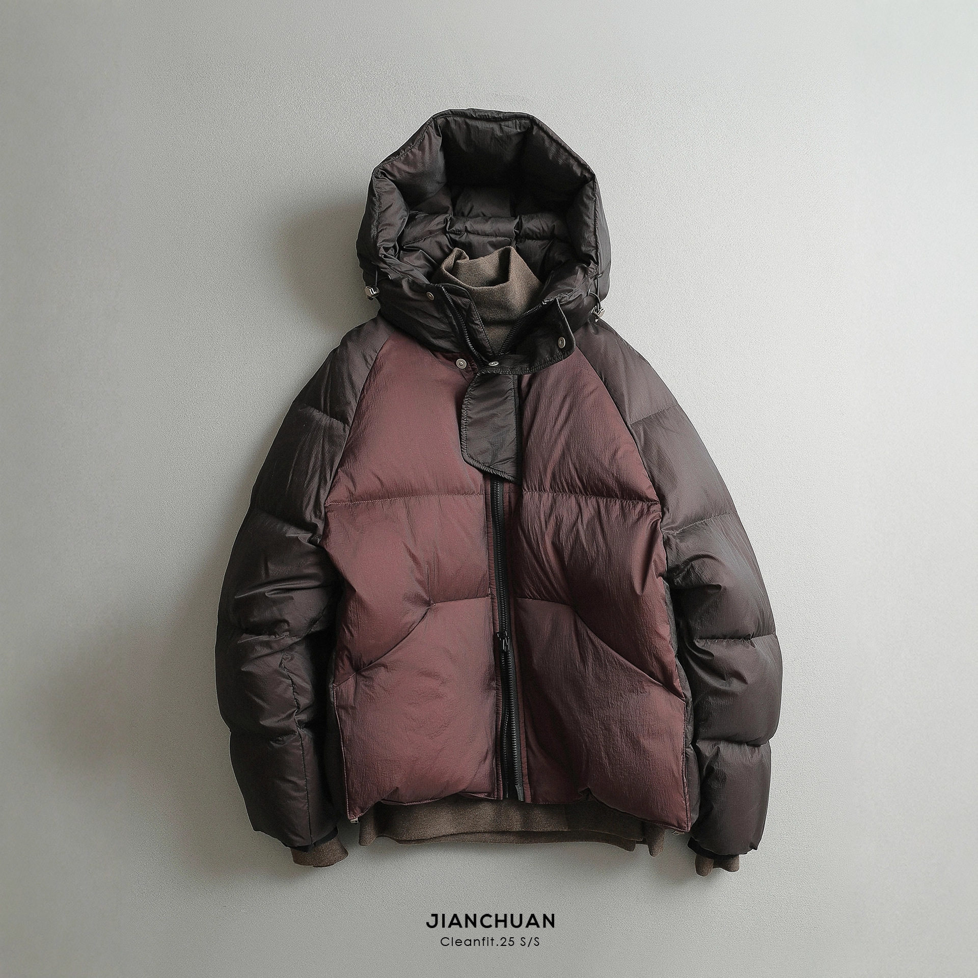 235G重磅2025新款冬季空气感蓬松防风连帽拼接拼色羽绒服 男外套,男装,羽绒服,淘宝优惠券,粉丝福利购,淘宝优惠卷