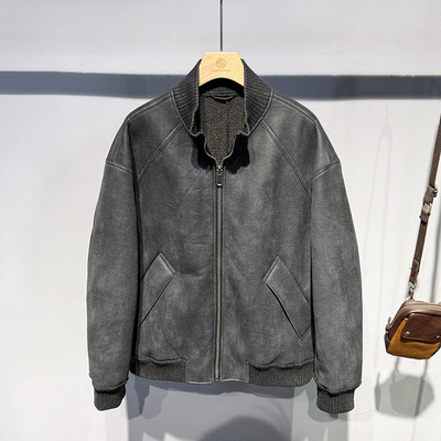 2025冬季新款潮流棉衣美式复古百搭加绒加厚立领皮毛一体外套男