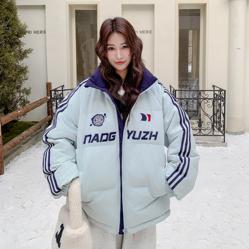 日系学院风保暖羽绒服女2025冬季新款小个子宽松休闲白鹅绒面包服,女装羽绒服,2D111