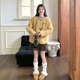 【新款】韩系设计感软糯羊羔毛外套女2D111-A1091P210K318，女装皮草，2D111