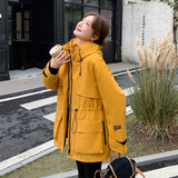 韩系黄色冲锋衣派克服棉衣外套女秋冬2025新款羽绒棉服超好看棉袄，女装羽绒服，2D111