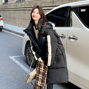90白鸭绒羽绒服黑色中长款女 2D111-A605 P365 K528 主推图片
