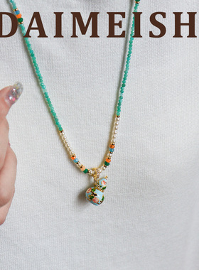 原创清新复古精致天河石施家珍珠项链配饰女轻奢小众高级感毛衣链